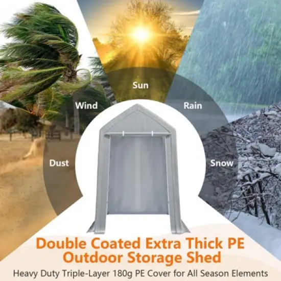 Portable Shed Outdoor Motorcycle Covers Storage Shelter,Heavy Duty Storage Shed,Waterproof Storage Tent Tarp Sheds with Roll-up Zipper Door image {2}