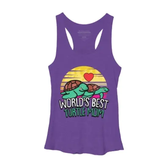 Women's Design By Humans World's Best Turtle Mom Retro Stripes By animalshop Racerback Tank Top image {6}