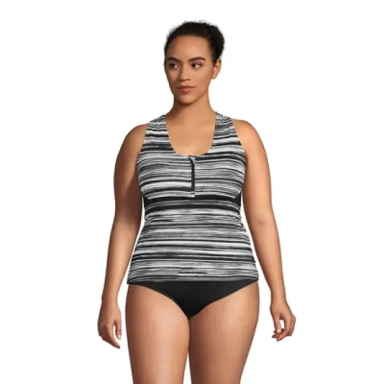 Lands' End Women's Chlorine Resistant Zip Front Tankini Swimsuit Top image {2}