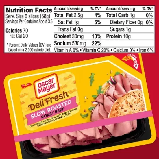 Oscar Mayer Deli Fresh Slow Roasted Roast Beef Sliced Lunch Meat - 7oz image {1}