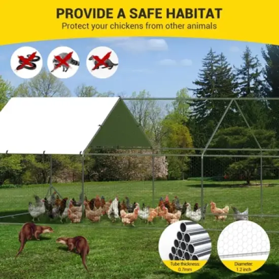 Chicken Coop, Large Metal Chicken Run - Walk in Poultry Cage with Waterproof Anti-UV Cover, Spire Roof for Outdoor Farm Use image {2}