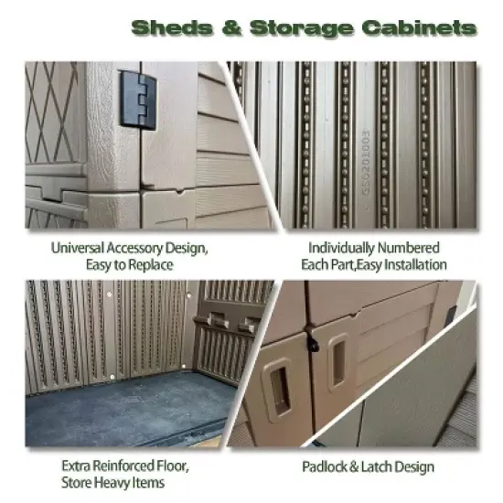 WELLFOR 380 gal Vertical Cabinet Deck Box Brown image {4}