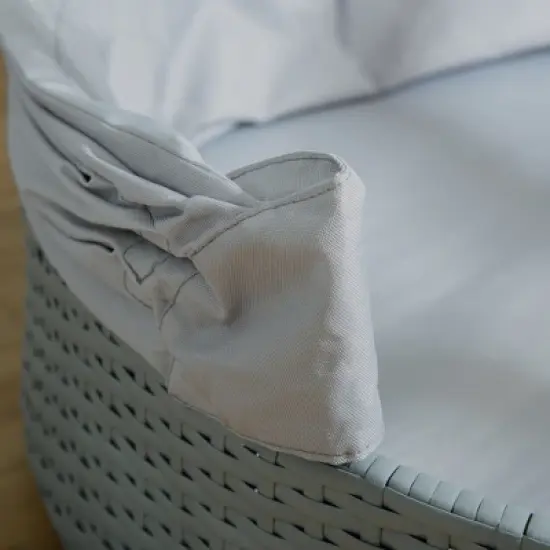 PawHut Wicker Dog Bed Rattan Pet Sofa with Adjustable Canopy Pet House Shelter for Small Dogs with Cushion Indoor Outdoor, Gray image {5}