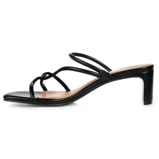 Journee Collection Womens Rianne Open Square Toe Half Block Heel Sandals image {1}