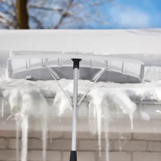 Costway 21FT Telescoping Snow Roof Rake Shovel Large Poly Blade Aluminum Tube Non-Slip Handle image {3}