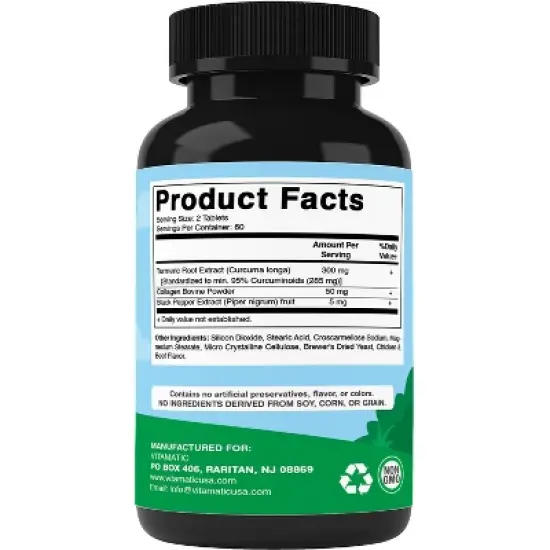 Turmeric for Dogs Anti Inflammatory Pain Relief 120 Chewable Tablets image {6}