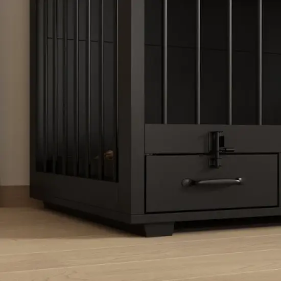 FUFU&GAGA 86.6" Dog Crate Furniture Wooden Dog Kennel with Room Divider and 2 Drawers image {8}
