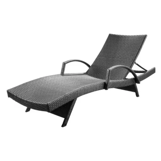 Salem Wicker Adjustable Chaise Lounge with Arms - Gray - Christopher Knight Home image {5}