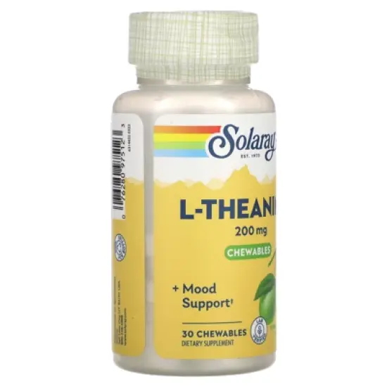 Solaray L-Theanine, Natural Lemon-Lime, 200 mg, 30 Chewables image {3}