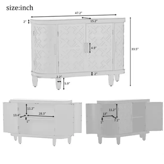 Accent Storage Cabinet Wooden Sideboard Cabinet with Antique Pattern Doors-ModernLuxe image {2}