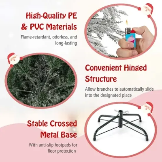 Costway 4.5/6/7 FT Pre-Lit Artificial Christmas Tree with 279/519/743 PVC & Pine Needles & PE Tips image {8}