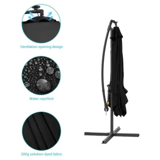 Sonkuki 8.2&times;8.2FT LED Solar Lighted Outdoor Patio Umbrella, Square Canopy Offset Umbrella for Villa Gardens, Lawns and Yard image {6}