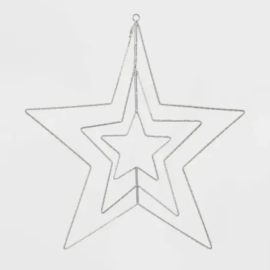 22.5" 287ct LED 3D Silver Star Dewdrop Christmas String Lights Warm White with Silver Wire - Wondershop&trade; image {3}