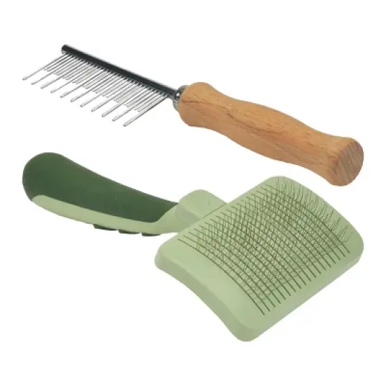 Safari by Coastal Pet Cat Brush Bundle - Cat Shedding Comb & Cat Self-Cleaning Slicker Brush image {3}