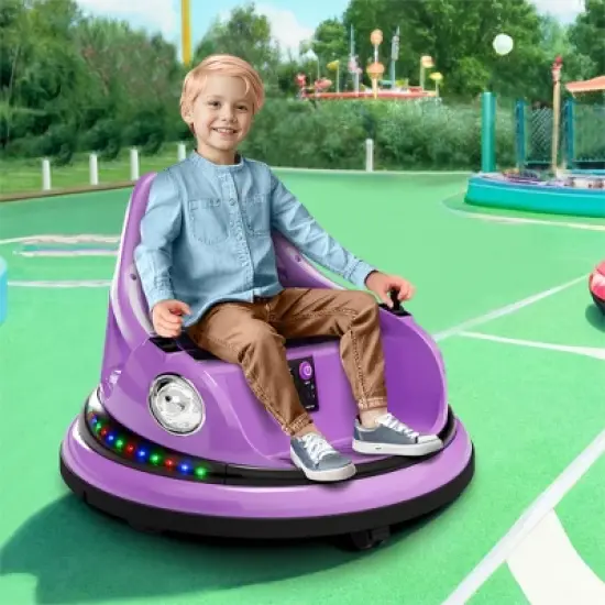 Toddlers Bumper Car, 12V Ride On Toy for Kids, Electric Ride On Car w/Remote Control, Baby Bumping Toy Car w/2 Speeds, LED Lights, 360 Degree Spin image {9}