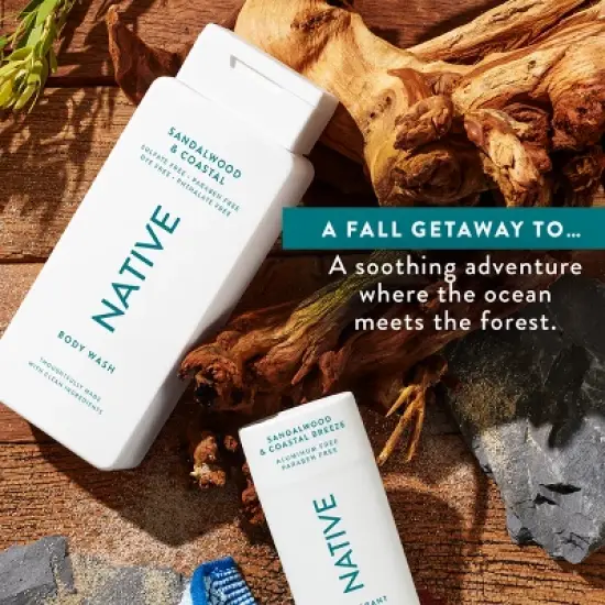 Native Limited Edition Fall Getaway Deodorant - Sandalwood & Coastal Breeze - 2.65oz image {4}