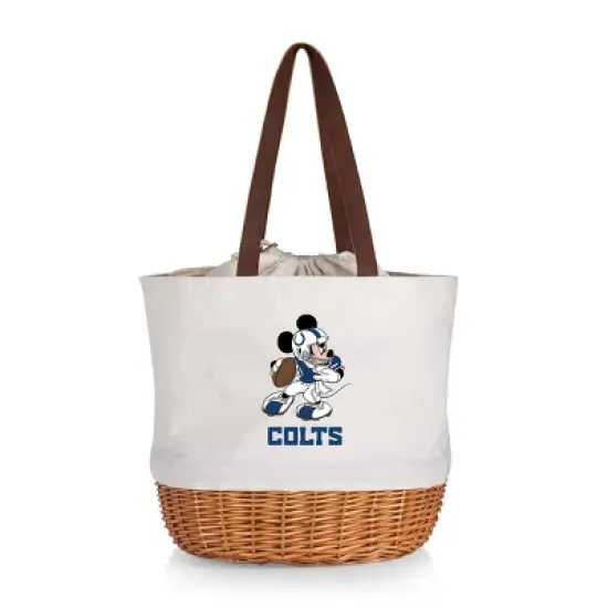 NFL Indianapolis Colts Mickey Mouse Coronado Canvas and Willow Basket Tote - Beige Canvas image {4}