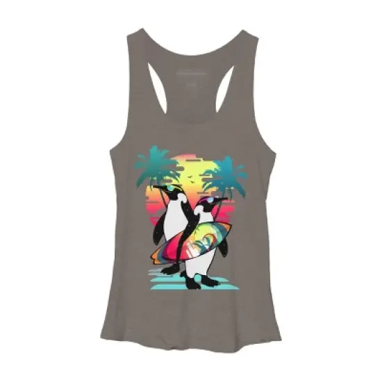 Women's Design By Humans Penguin Summer Vacation By clingcling Racerback Tank Top image {4}