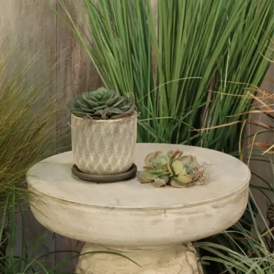 Sagebrook Home Mesh Ceramic Planter Pot with Saucer image {1}