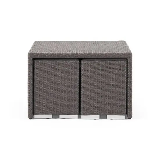 Santa Rosa 8pc Wicker & Aluminum Sofa Dining Set - Gray/Silver - Christopher Knight Home image {6}