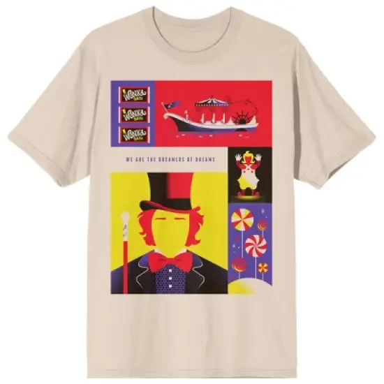 WB 100: Poster Series Willy Wonka Crew Neck Short Sleeve Women's Natural T-shirt image {3}