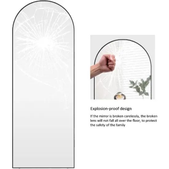 Muselady 63" Height x 20" Width Oversize Arch-Crowned Top  Full Length Floor Mirror with Stand-The Pop Home image {6}