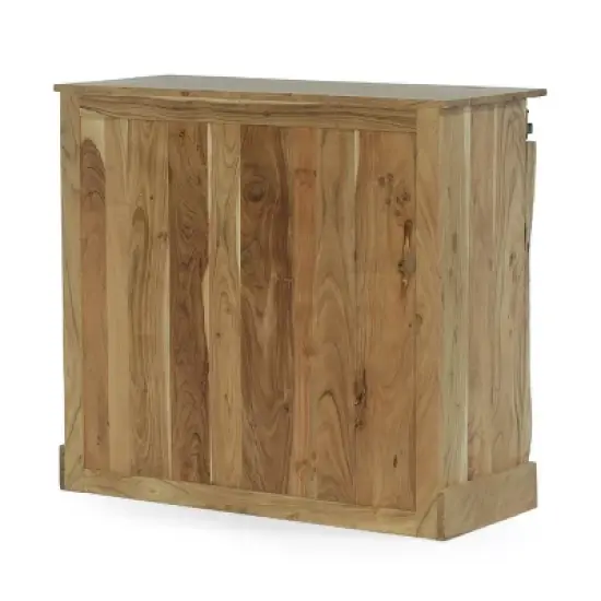 Laymon Modern Industrial Handcrafted Acacia Wood Live Edge Sideboard with Sliding Door Natural/Black - Christopher Knight Home image {4}