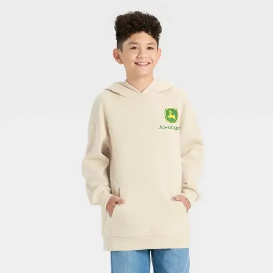 Boys' John Deere Front and Back Oversized Hooded Fleece Sweatshirt - Tan image {4}