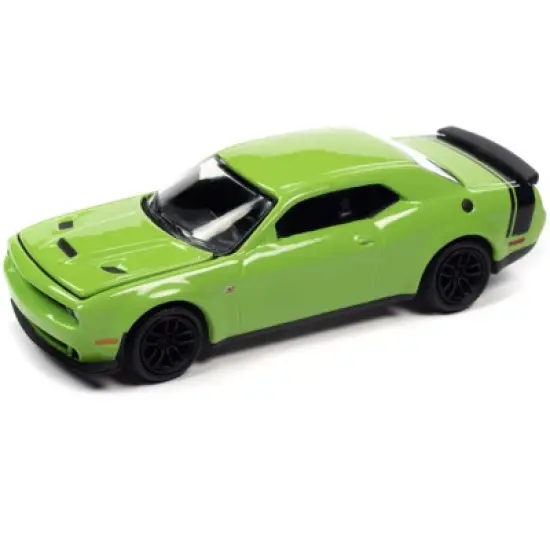 2019 Dodge Challenger R/T Scat Pack Sublime Green w/Black Tail Stripe Modern Muscle Ltd Ed 1/64 Diecast Model Car by Auto World image {1}