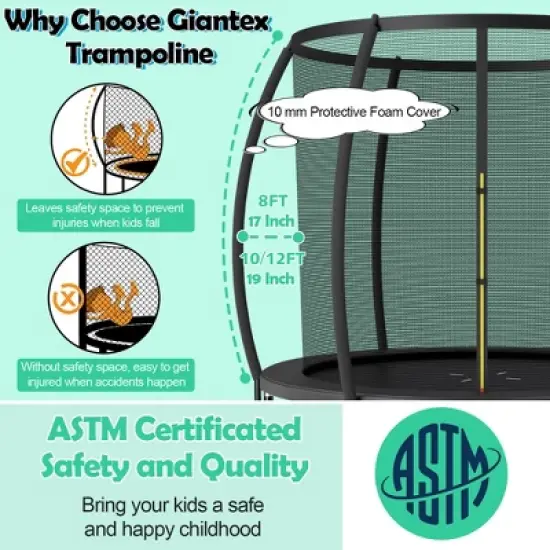 Costway 8FT Recreational Trampoline w/ Ladder Enclosure Net Safety Pad Outdoor image {3}