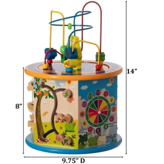 8 in 1 Colorful Attractive Wooden Kids Baby Activity Play Cube, Fun Toy Center For Playroom, Nursery, Preschool, and Doctors' Office image {3}