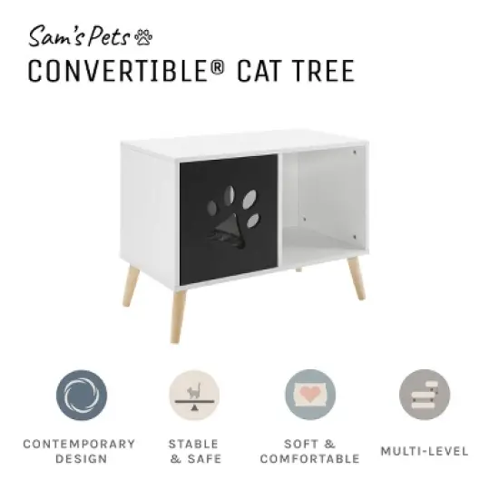 Sam's Pets Convertible 22" Cat Tree End Table In Black And White image {7}