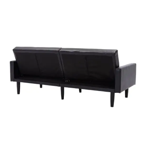 Faux Leather Futon Sofa with Arms Black - Room Essentials&trade; image {6}