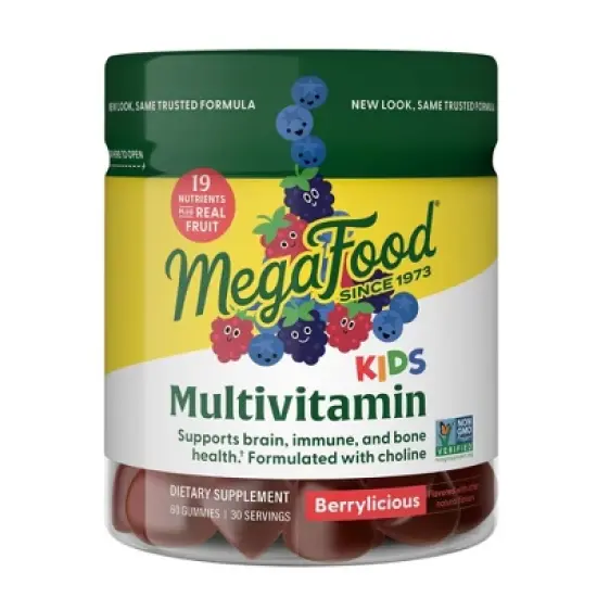 MegaFood Kids' Multivitamin, Vitamin C, Vitamin D & Choline, Vegetarian Gummies - 60ct image {8}