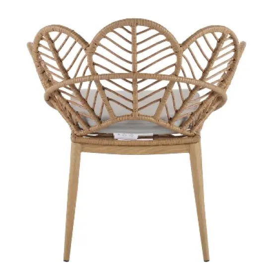 Christopher Knight Home Cleto Patio Floral Design Rattan and Iron Dining Chair with Faux Wood Finish (Set of 2) image {5}