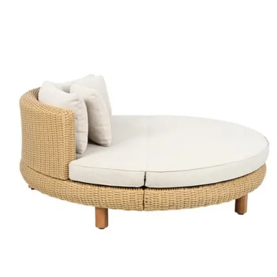 Christopher Knight Home Lauriel Boho Patio Plastic Wicker Daybed with Cushions and 4 Pillows image {5}