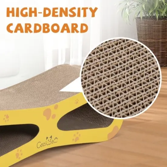 Sandinrayli Wave Cat Scratcher Lounge Toy with Catnip, Yellow image {4}