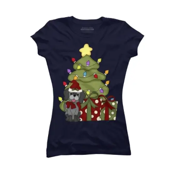 Junior's Design By Humans Christmas Doggie By realdealclipart T-Shirt image {5}