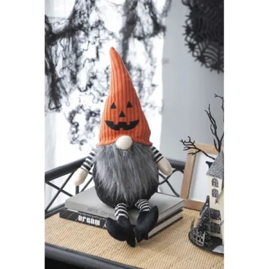 Yukimo 7x7x7" Fabric Light Black White Plaid Pumpkin, for Holiday Halloween Decor image {6}