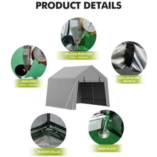 Outdoor Storage Shed, Heavy-Duty Motorcycle Tent with Roll-Up Door, Waterproof & UV-Resistant Carport for Bike & Tools image {3}