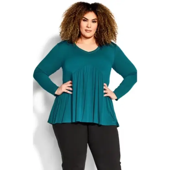 Women's Plus Size Abigail Top - teal | AVENUE image {3}