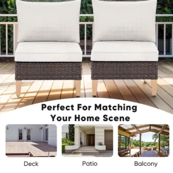 Gymojoy 3PCS Outdoor Patio Sectional Sofa Wicker Sofa Rattan & Wicker Modern Modular Sofa image {7}