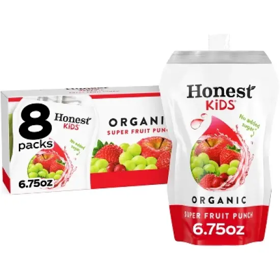 Honest Kids Super Fruit Punch Organic Juice Drinks - 8pk/6.75 fl oz Pouches image {8}