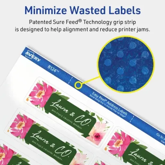 Avery Printable Address Labels with Sure Feed, 1-1/3" x 4", Matte Clear, Permanent Adhesive, Laser & Inkjet, 140 Blank Mailing Labels (8124) image {3}