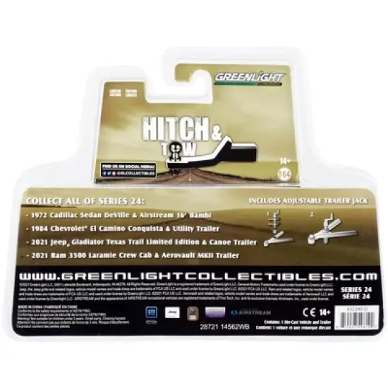 2021 Ram 3500 Laramie Crew Cab Truck Maximum Steel Blue Met. w/Aerovault MKII Trailer 1/64 Diecast Model Car by Greenlight image {2}