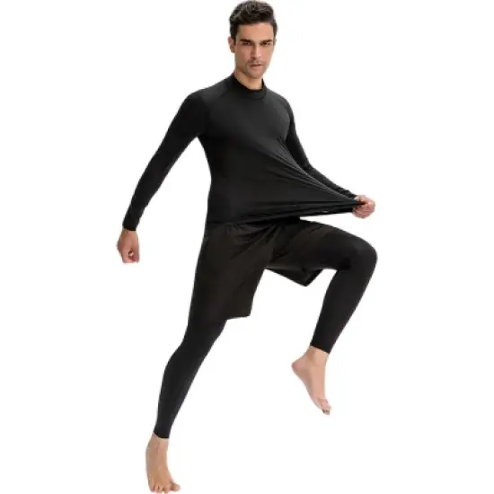 Anna-Kaci Active Men's Long Sleeve Compression Shirt with Contrast Stitching and Athletic Fit image {6}
