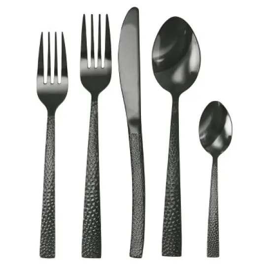 20pc Stainless Steel Baily Silverware Set Black - MegaChef: Flatware Set, Service for 4, Dishwasher-Safe image {6}