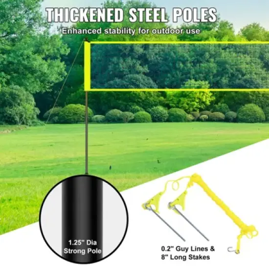 VEVOR Outdoor Portable Volleyball Net System, Adjustable Height Steel Poles, Professional Volleyball Set with PVC Volleyball, Pump, Carrying Bag image {4}