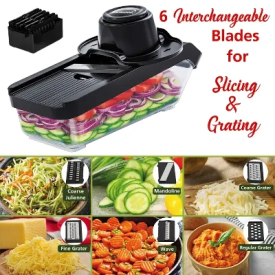 Brentwood All-in-One Food and Vegetable Chopper, Mandoline Slicer, and Cheese Grater with 4.25-Cup Storage, Black image {2}