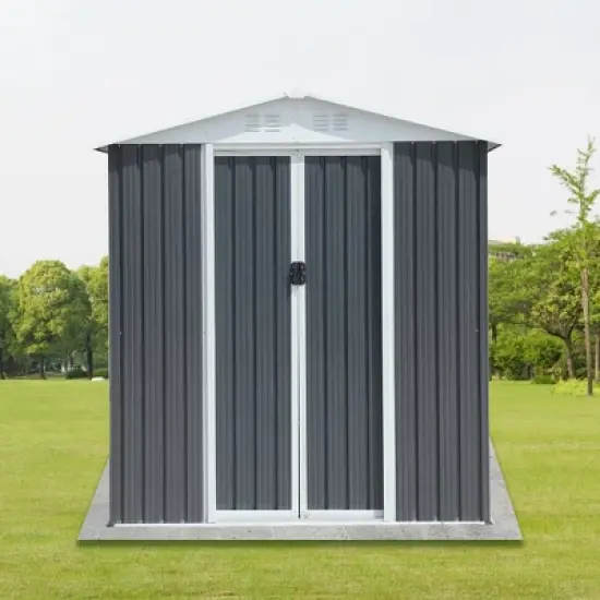 NicBex 6*4ft Outdoor Storage Shed Metal Garden Shed with Single Door and Apex Roof, Weatherproof and Durable, for Garden Tools and Equipment image {5}